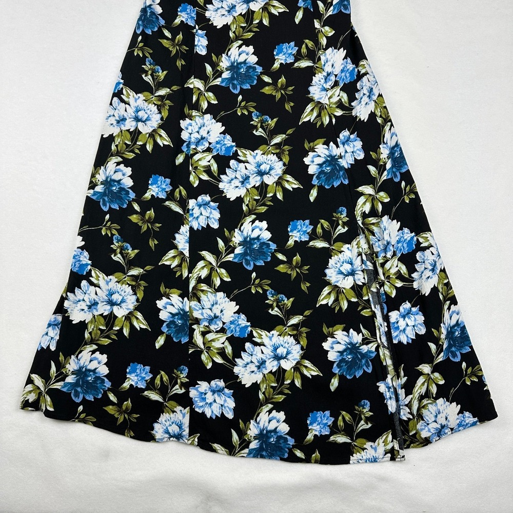Banana Republic Blue Floral Midi Dress Cap Sleeve Keyhole Back 585951-01 Size 8 - Picture 3 of 14